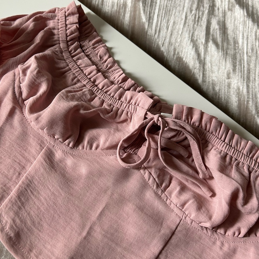Pink Ruffled Crop Top